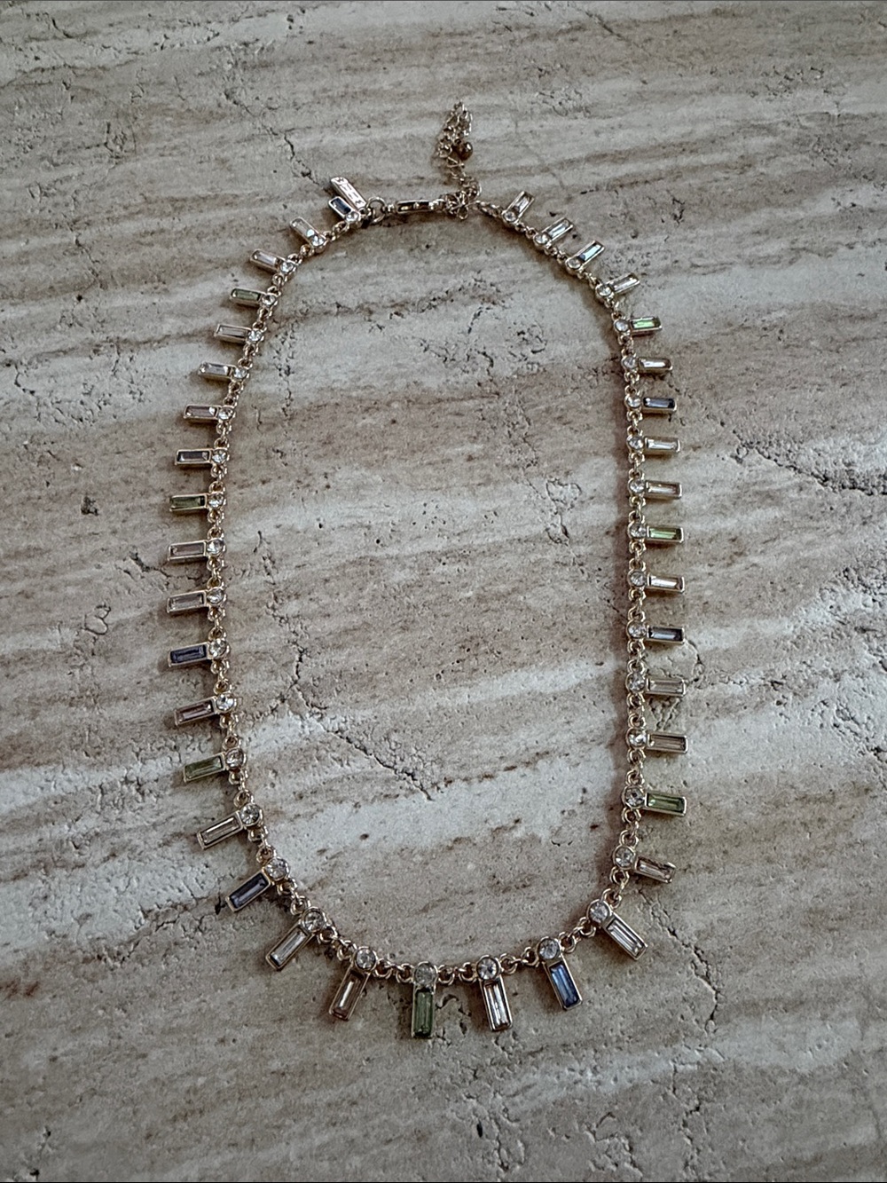White House Black Market Gold Multi-Stone Baguette Choker Necklace